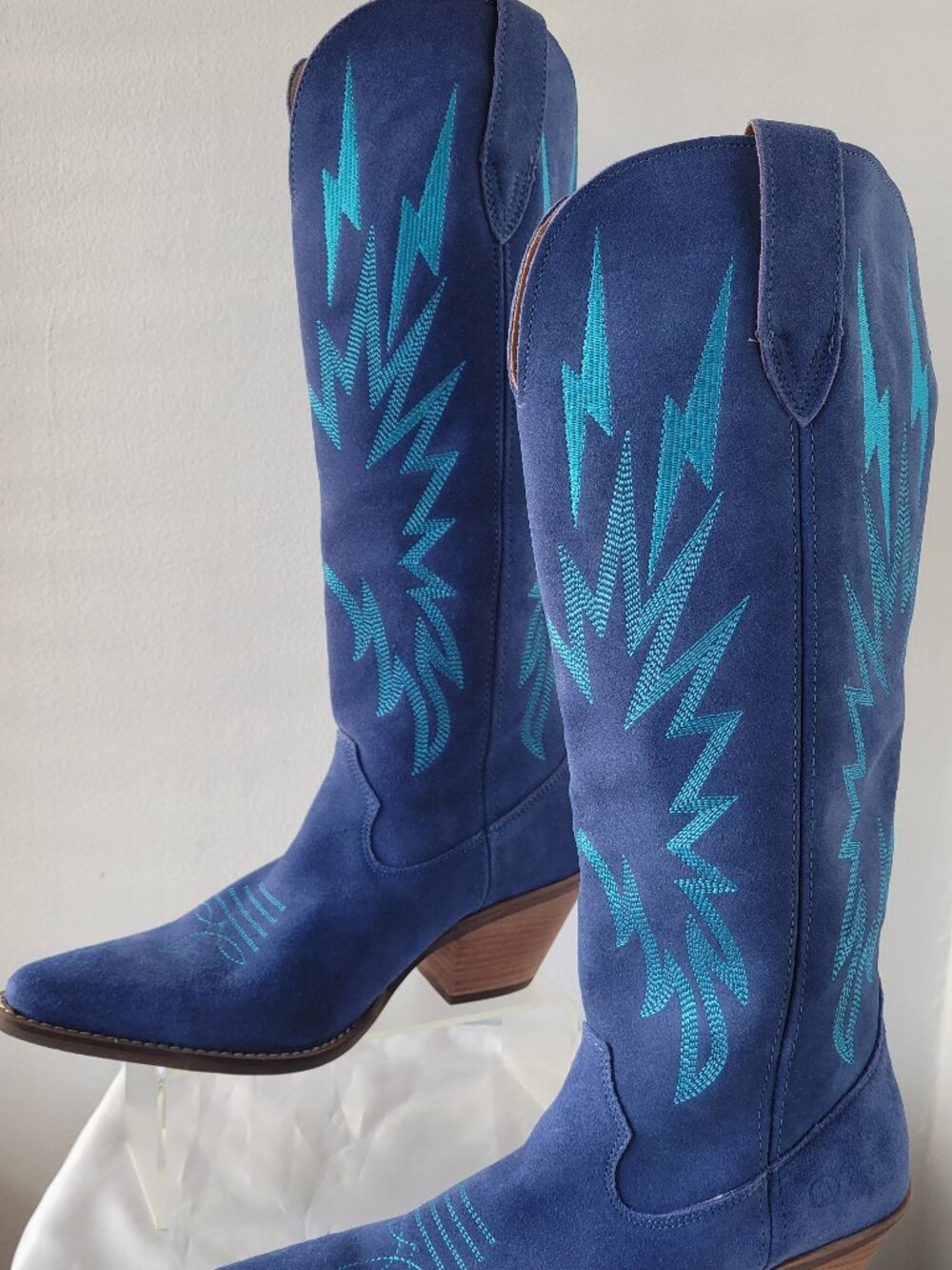 NWT Dingo Blue Suede Lightning Bolt Western Cowboy Boots | Size 10M